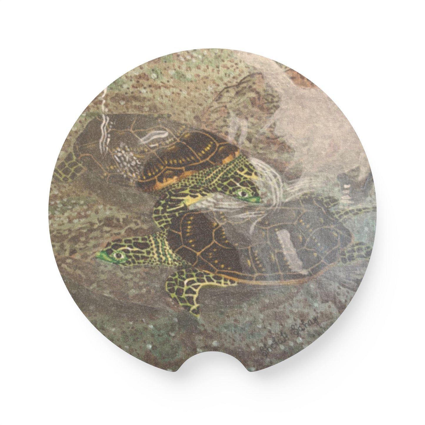 Turtles Budding Each Other | Soapstone Car Coaster