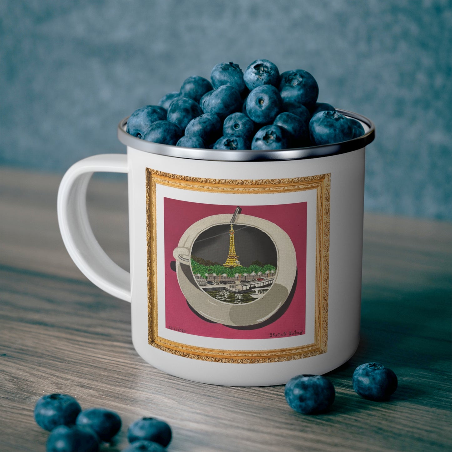 A Cup Of A Sparkling Night At Paris | Camping Enamel Mug