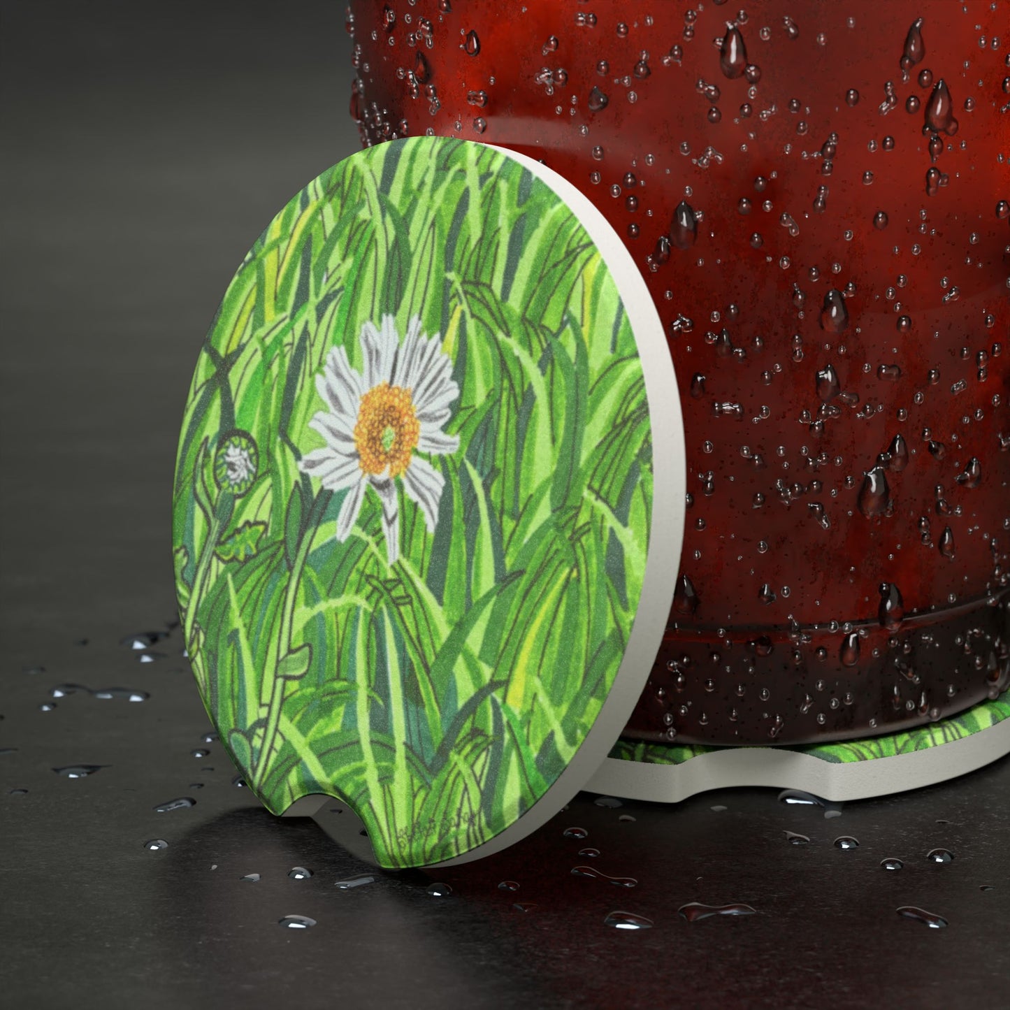 A Daisy In Bloom | Soapstone Car Coaster