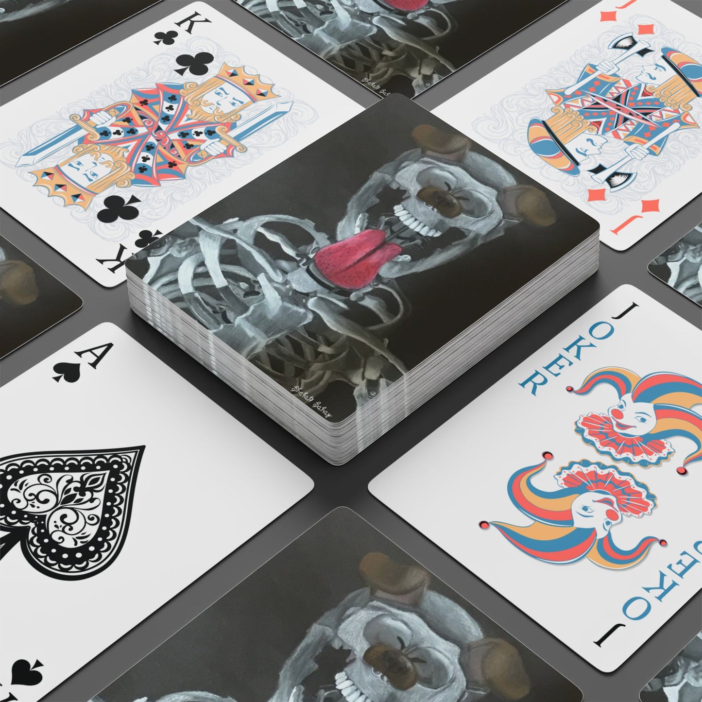 Skeleton Taking A Snapchat Selfie | Playing Cards