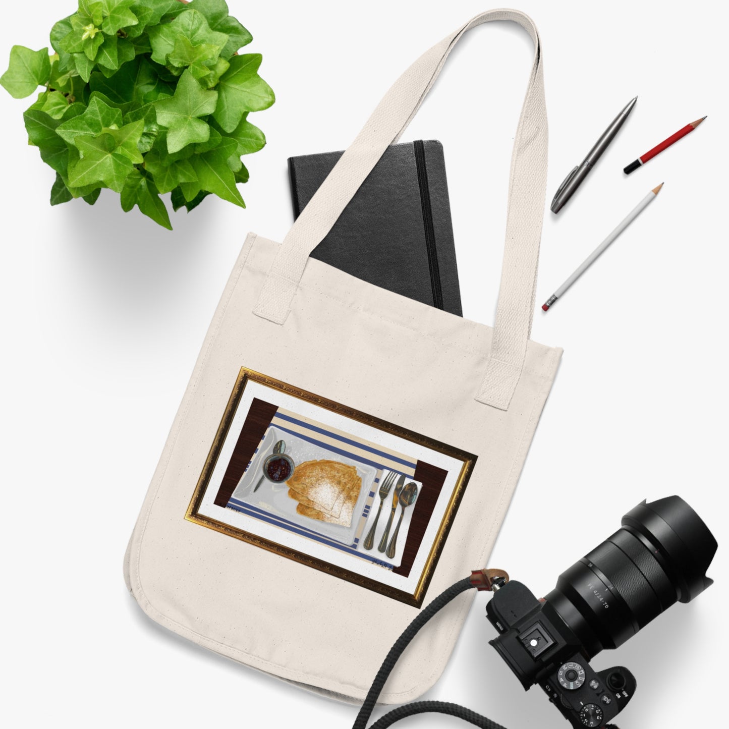 Crêpes With Strawberry Bliss | Organic Canvas Tote Bag