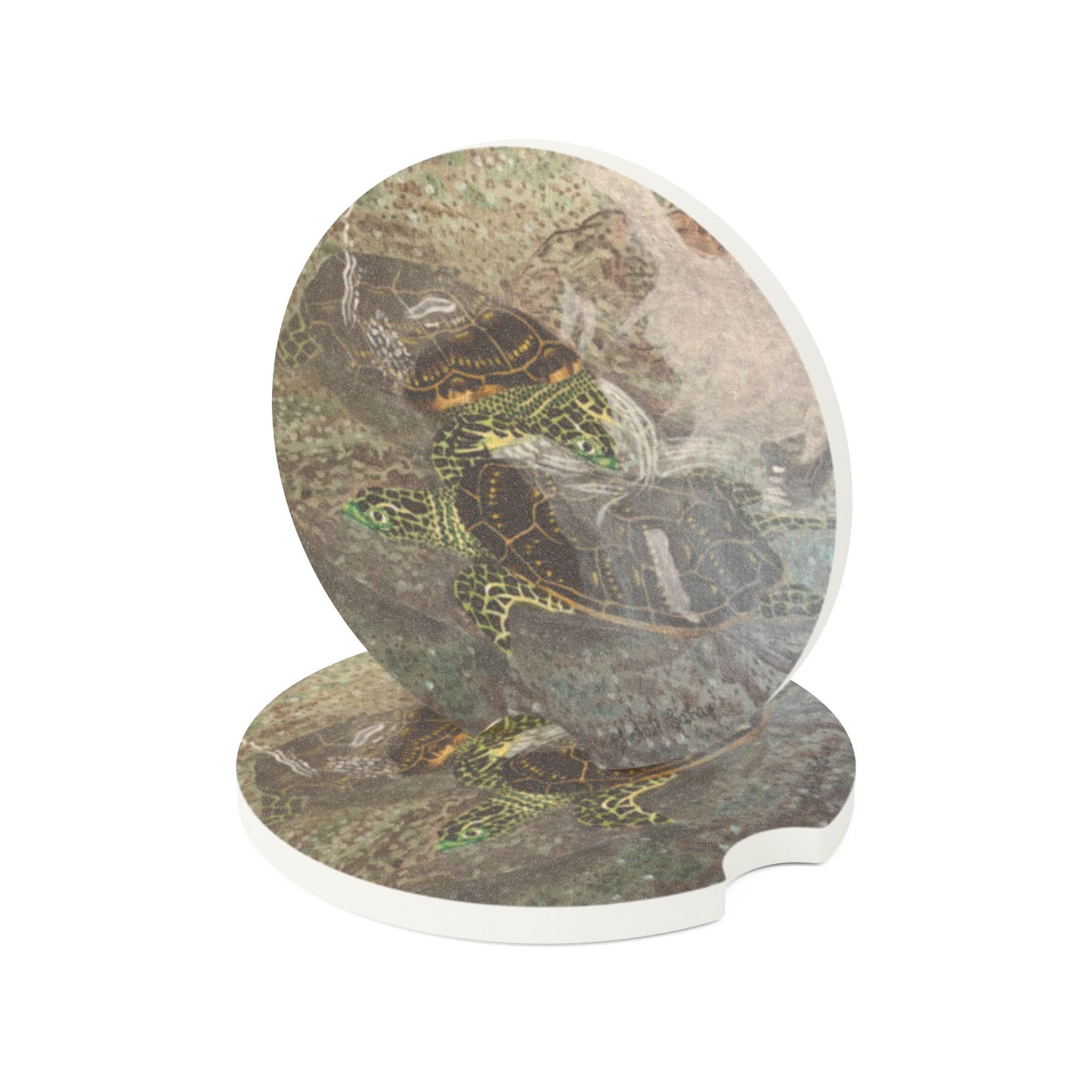 Turtles Budding Each Other | Soapstone Car Coaster
