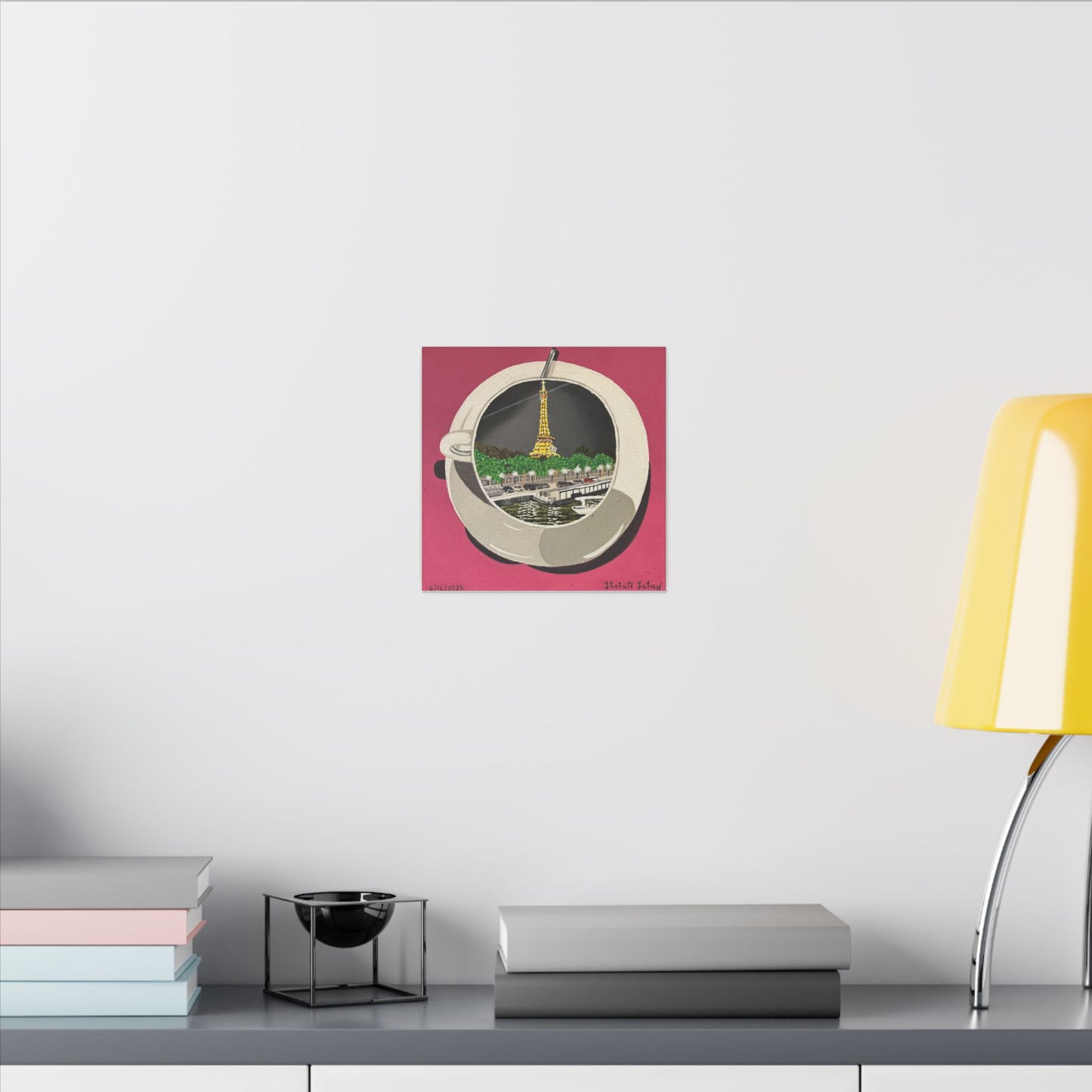 A Cup Of A Sparkling Night At Paris | Matte Canvas, Stretched, 0.75"