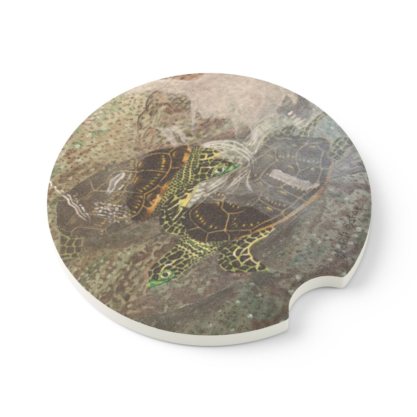 Turtles Budding Each Other | Soapstone Car Coaster
