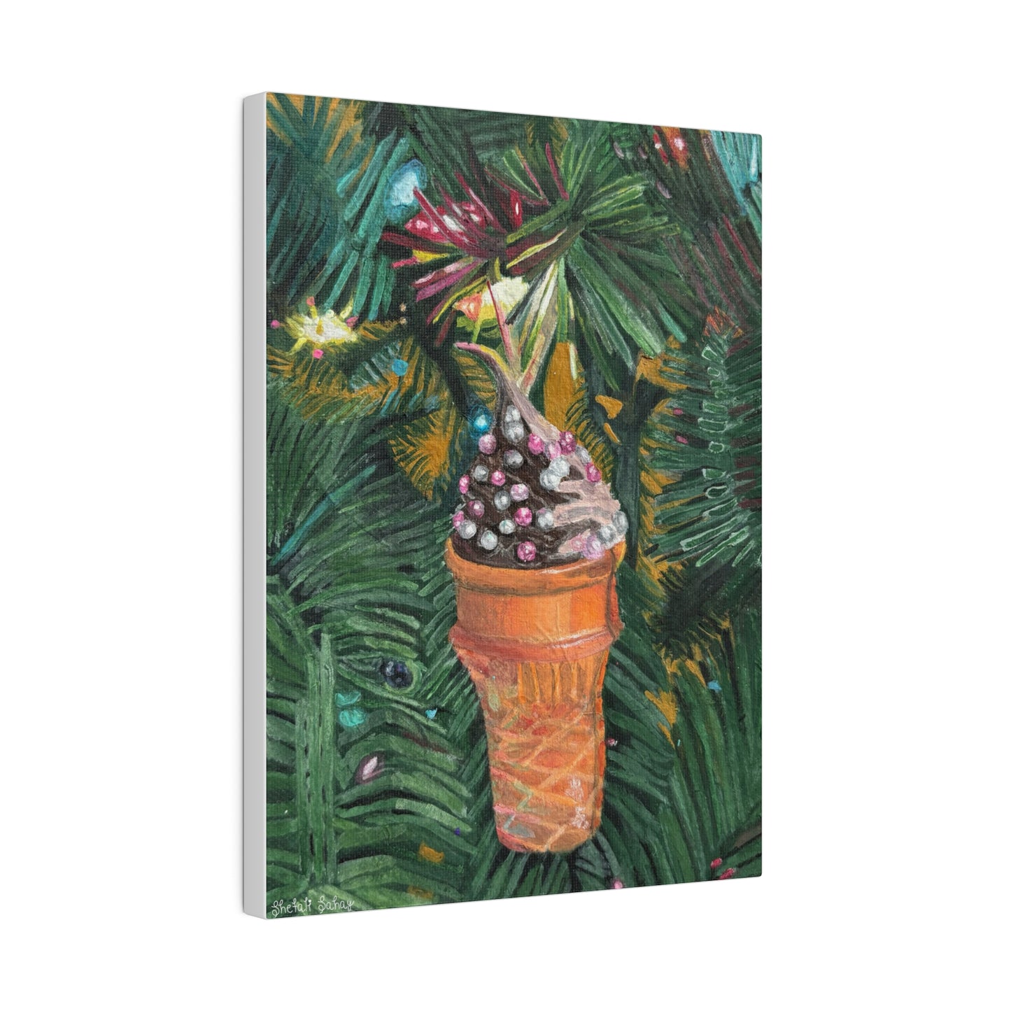 A Lifelike Ice Cream Ornament | Matte Canvas, Stretched, 0.75"