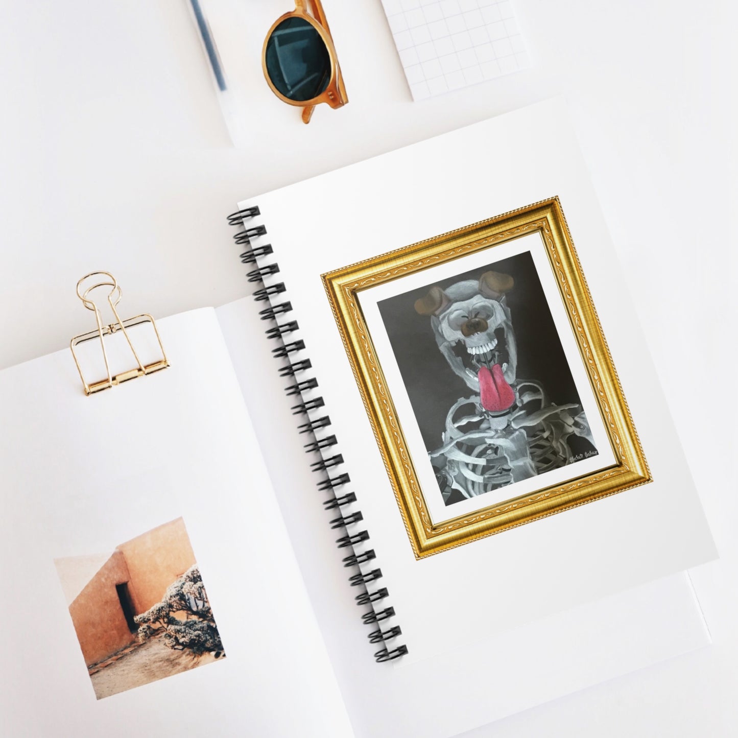 Skeleton Taking A Snapchat Selfie | Spiral Notebook - Ruled Line