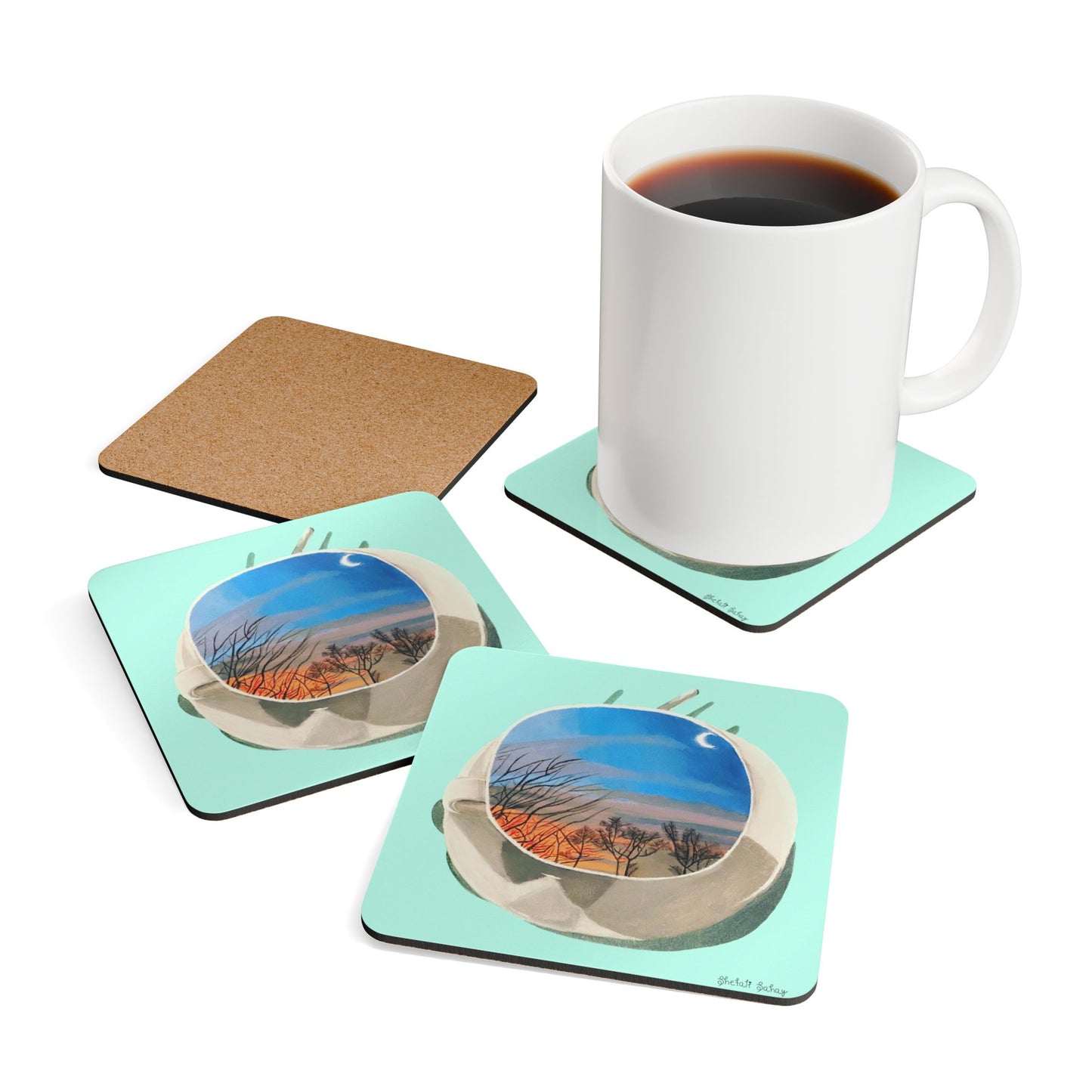 A Cup Of Sunrise | Corkwood Coaster Set