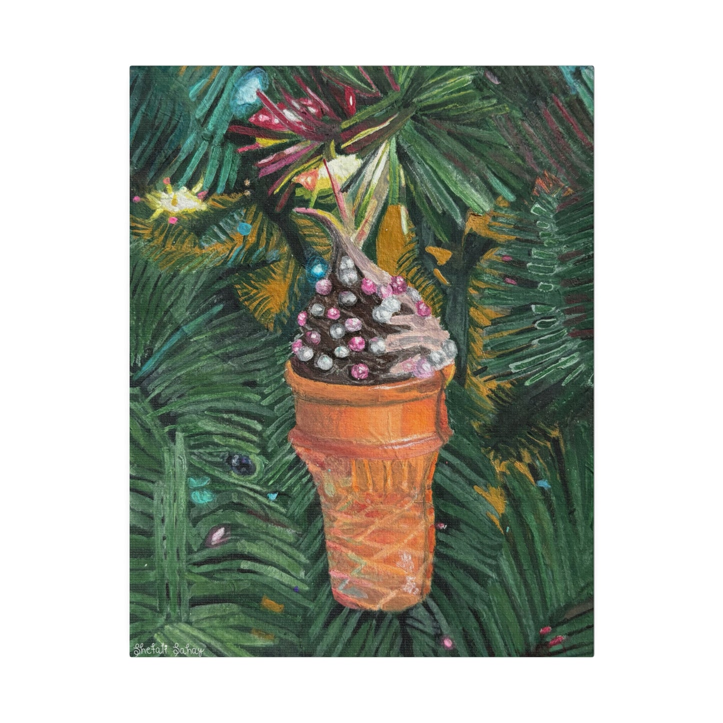 A Lifelike Ice Cream Ornament | Matte Canvas, Stretched, 0.75"