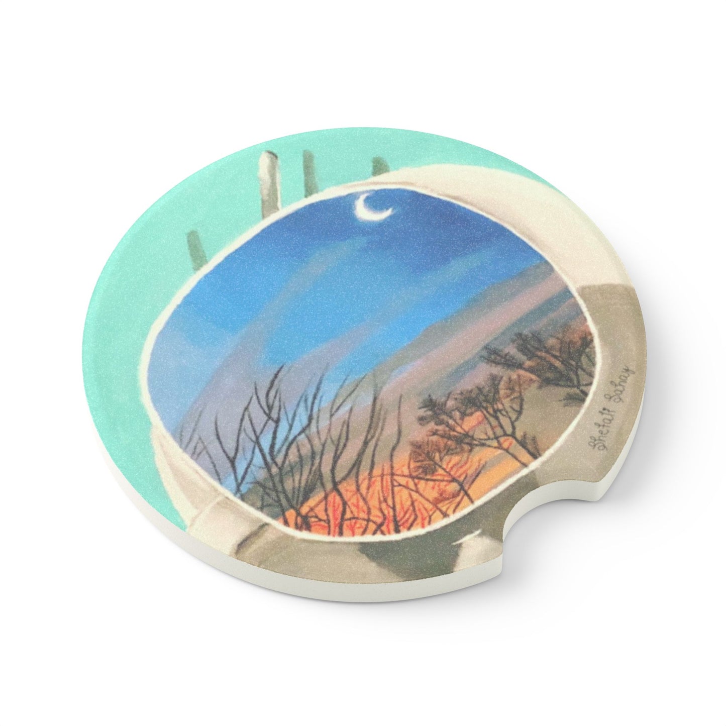 A Cup Of Sunrise | Soapstone Car Coaster