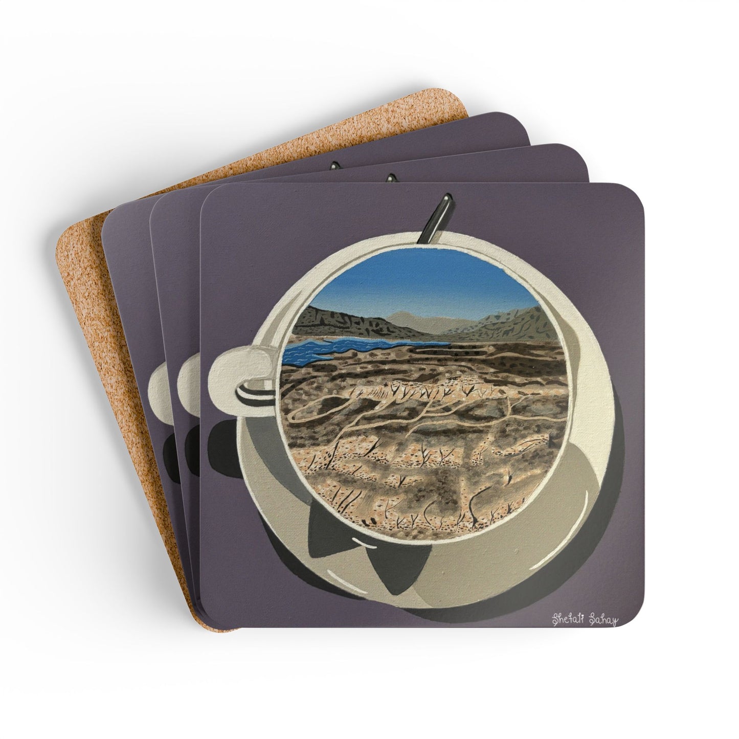 A Cup Of Creamy Mushroom | Corkwood Coaster Set