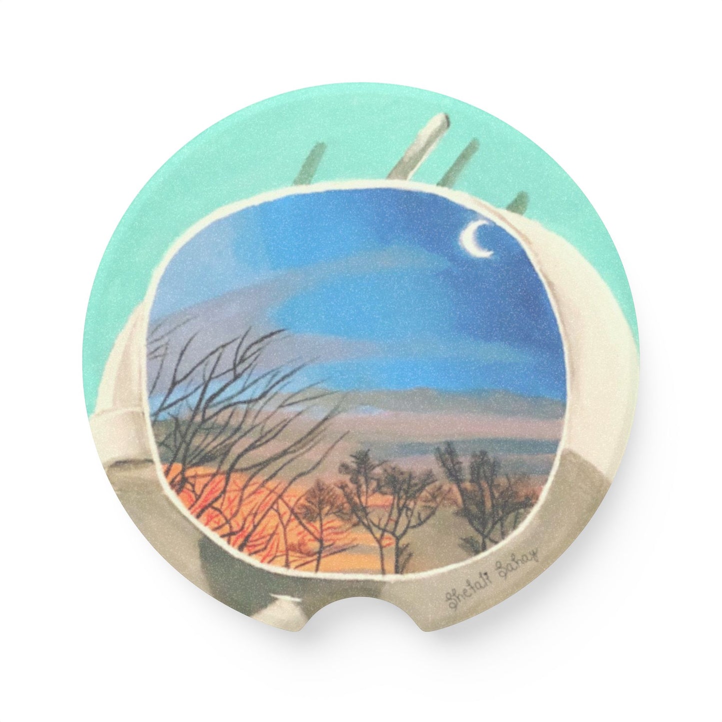 A Cup Of Sunrise | Soapstone Car Coaster