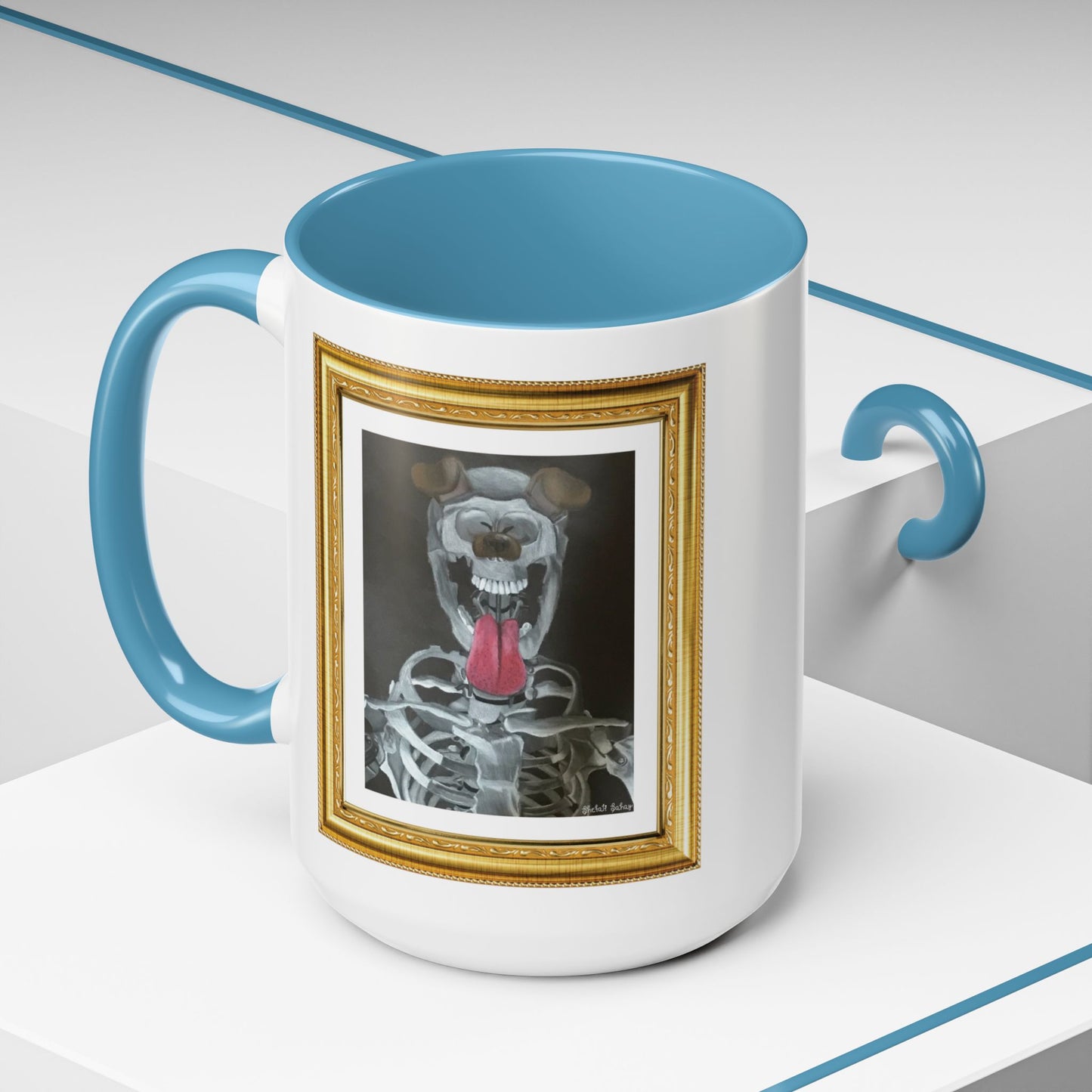 Skeleton Taking A Snapchat Selfie | Accent Coffee Mug (11, 15oz)