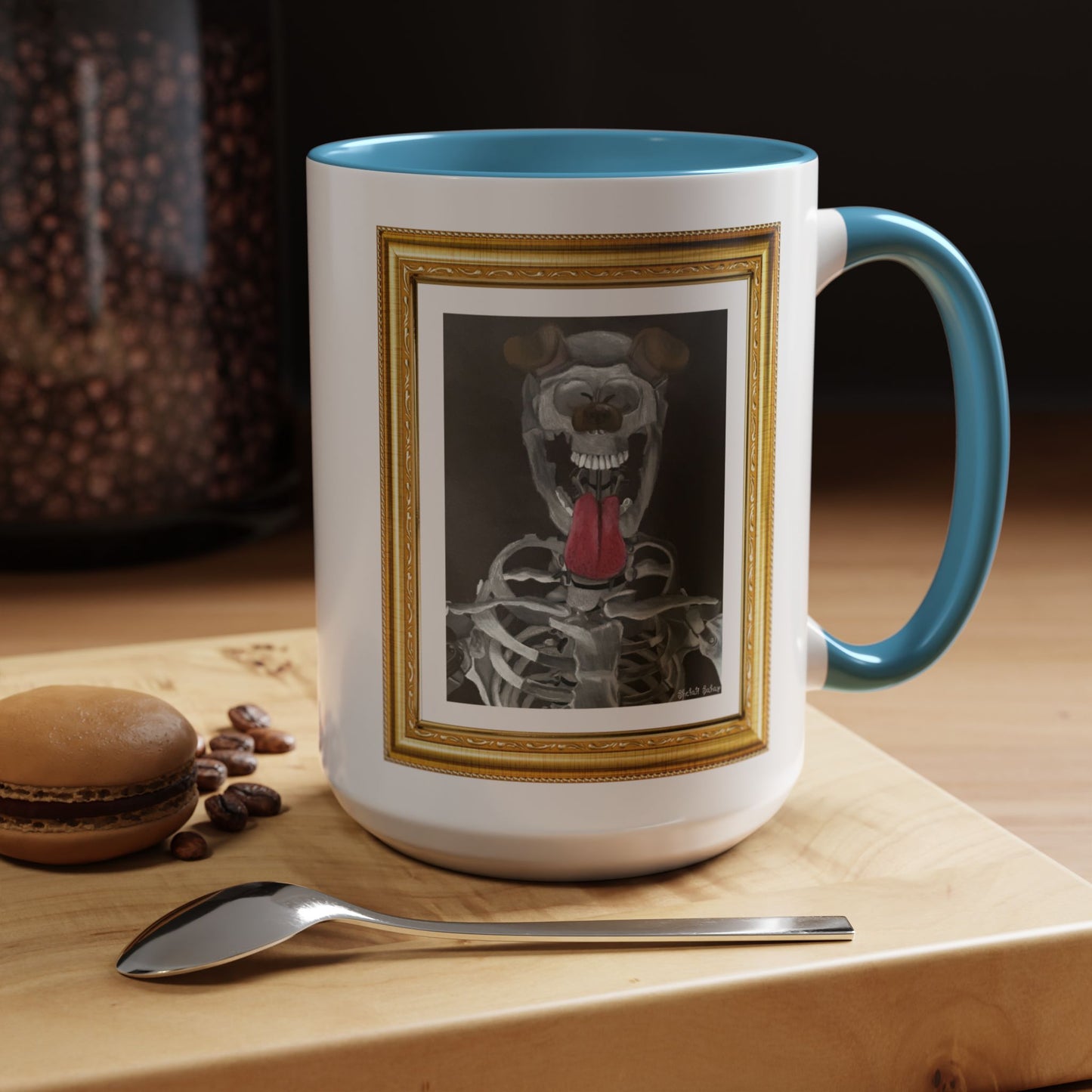 Skeleton Taking A Snapchat Selfie | Accent Coffee Mug (11, 15oz)