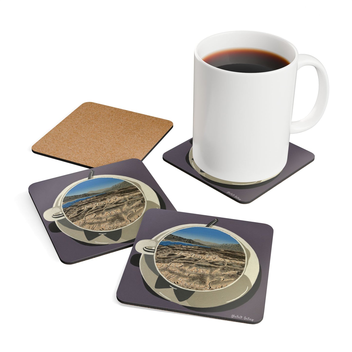 A Cup Of Creamy Mushroom | Corkwood Coaster Set