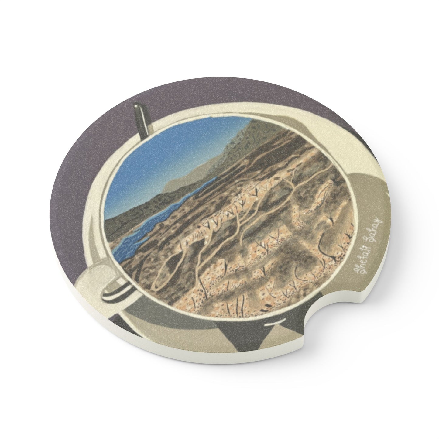 A Cup Of Creamy Mushroom | Soapstone Car Coaster