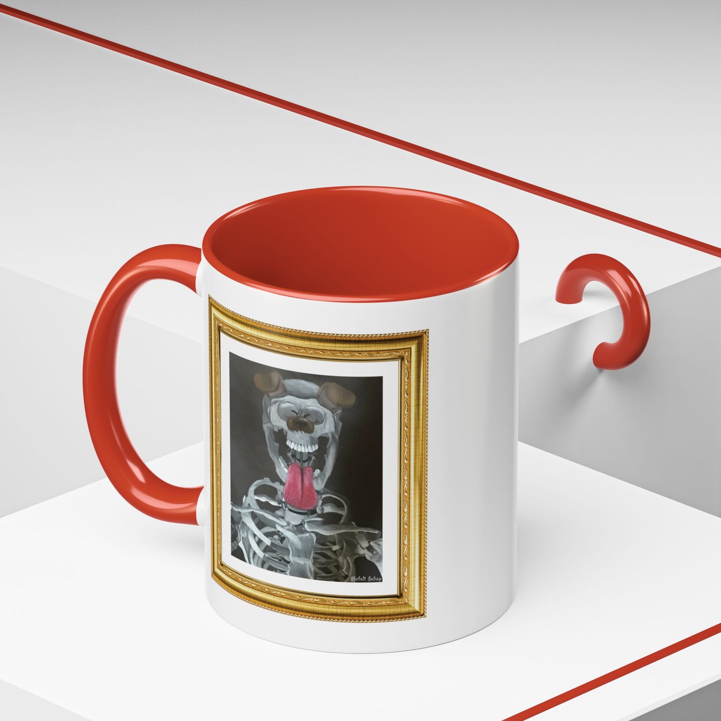 Skeleton Taking A Snapchat Selfie | Accent Coffee Mug (11, 15oz)