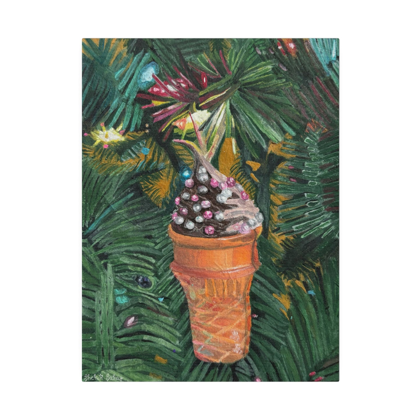 A Lifelike Ice Cream Ornament | Matte Canvas, Stretched, 0.75"