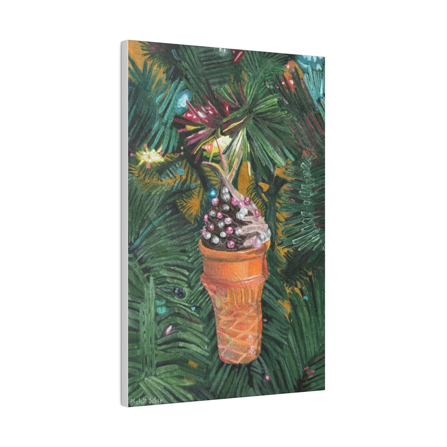 A Lifelike Ice Cream Ornament | Matte Canvas, Stretched, 0.75"