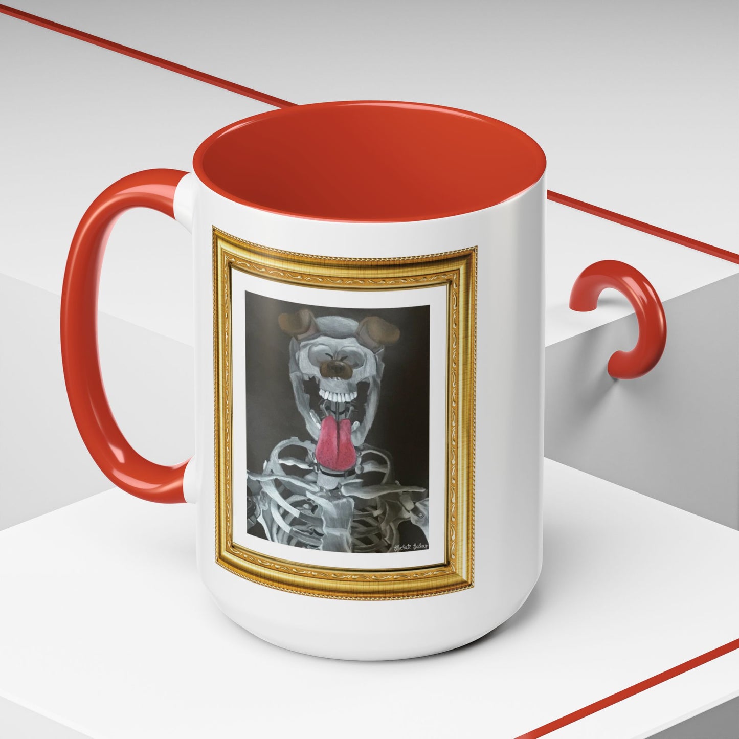 Skeleton Taking A Snapchat Selfie | Accent Coffee Mug (11, 15oz)