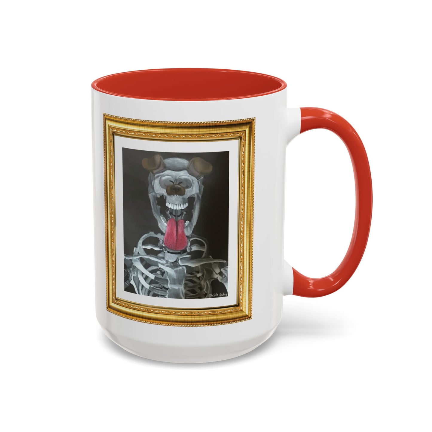 Skeleton Taking A Snapchat Selfie | Accent Coffee Mug (11, 15oz)