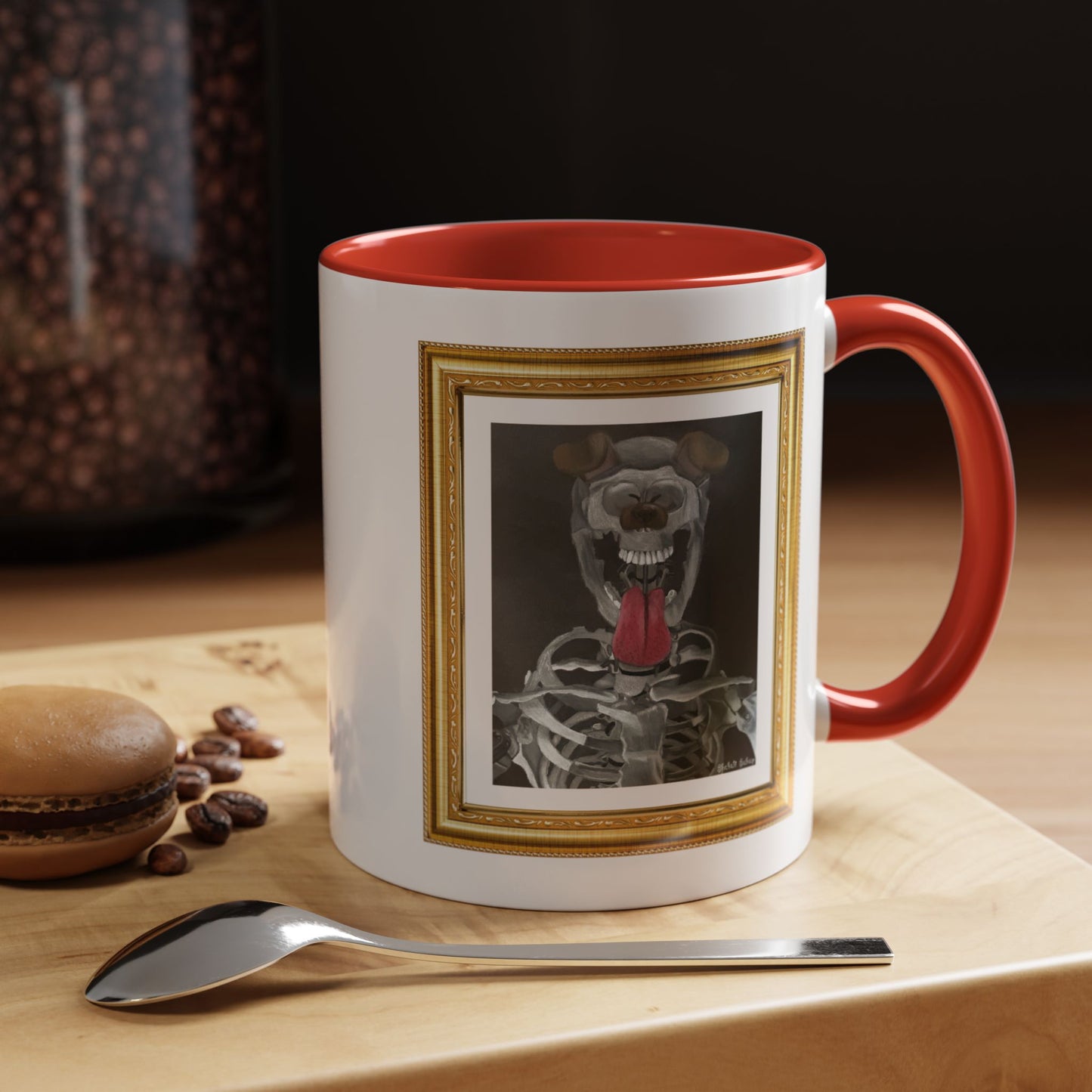 Skeleton Taking A Snapchat Selfie | Accent Coffee Mug (11, 15oz)