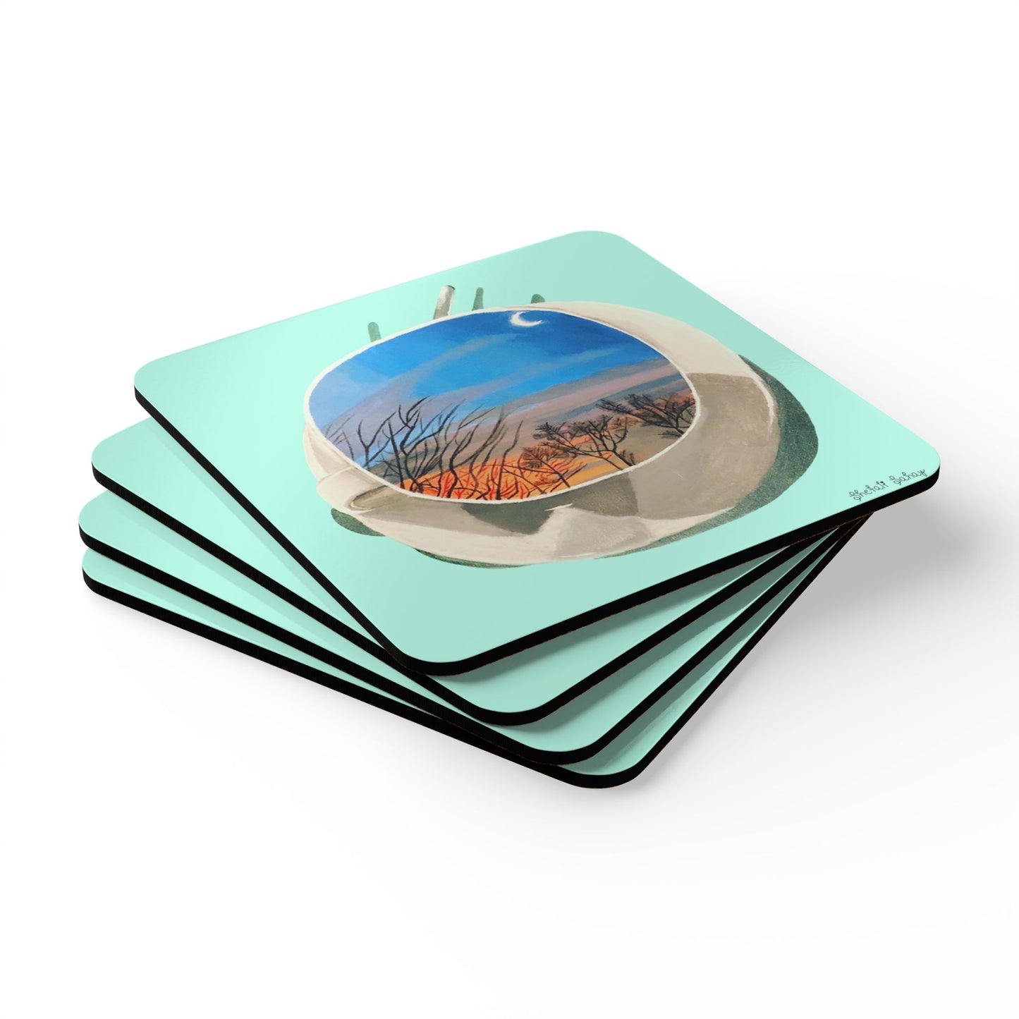 A Cup Of Sunrise | Corkwood Coaster Set