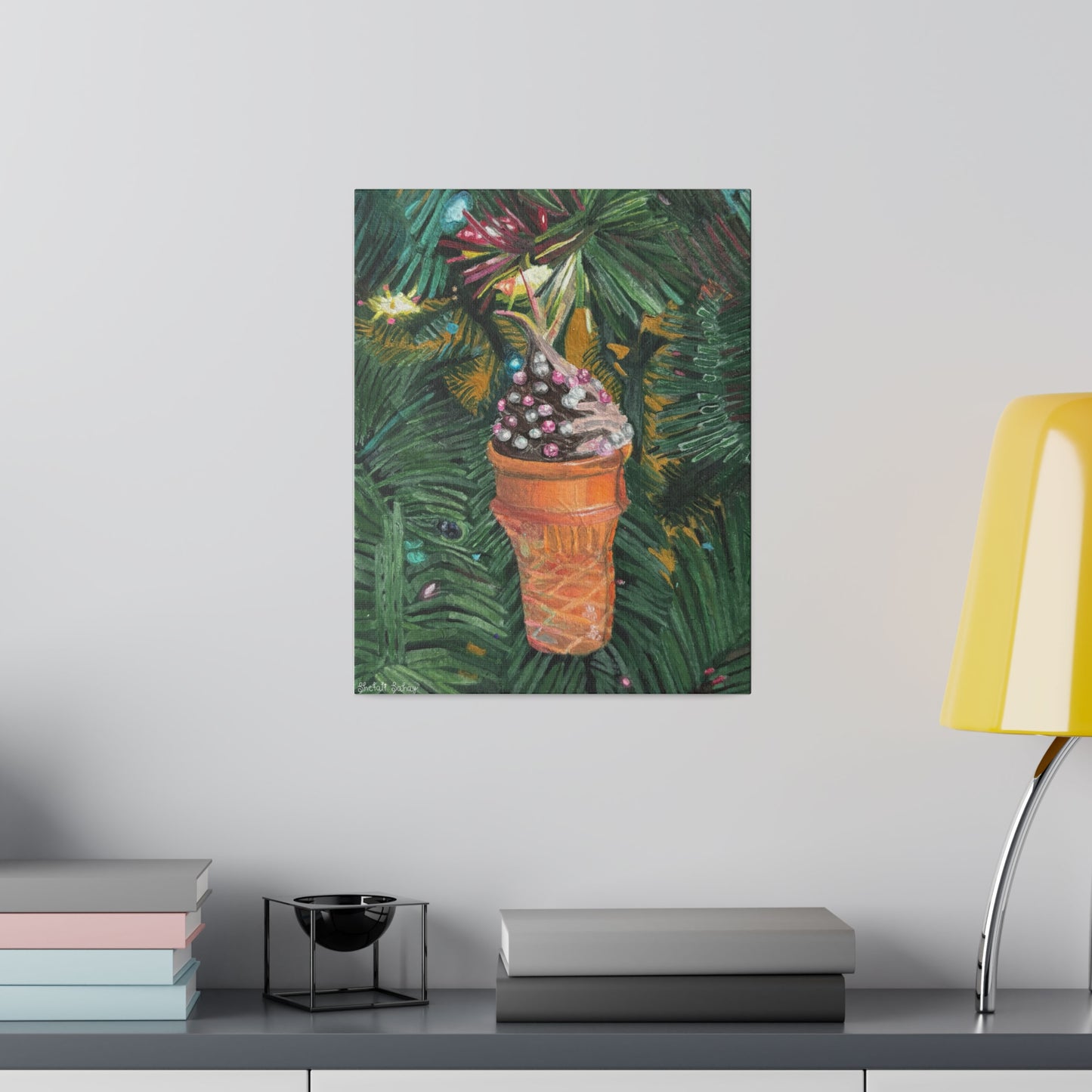 A Lifelike Ice Cream Ornament | Matte Canvas, Stretched, 0.75"