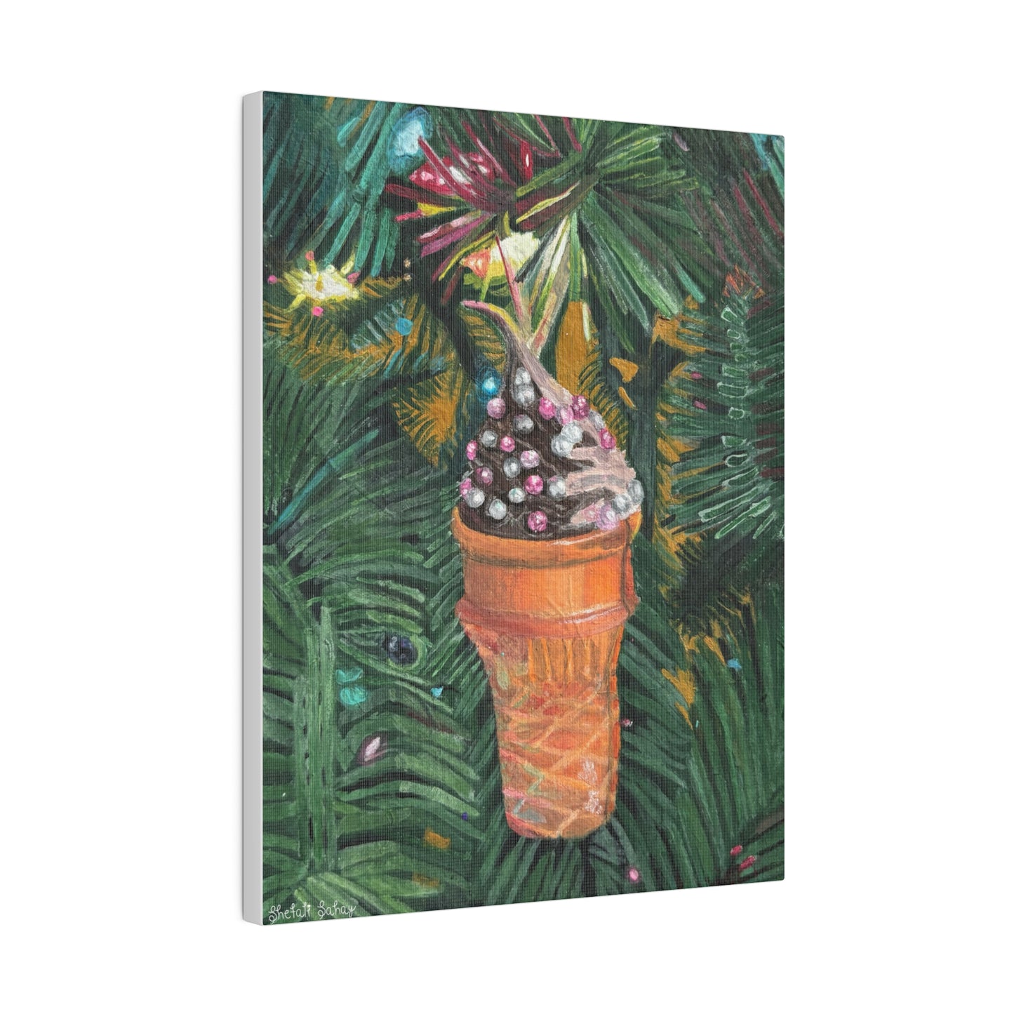 A Lifelike Ice Cream Ornament | Matte Canvas, Stretched, 0.75"