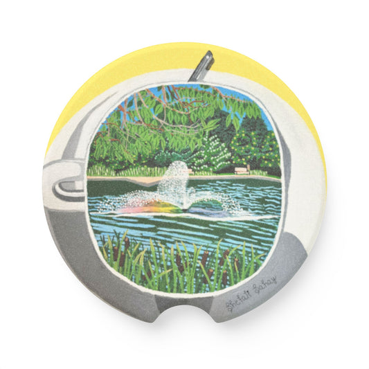 A Cup Of Watchung Lake | Soapstone Car Coaster