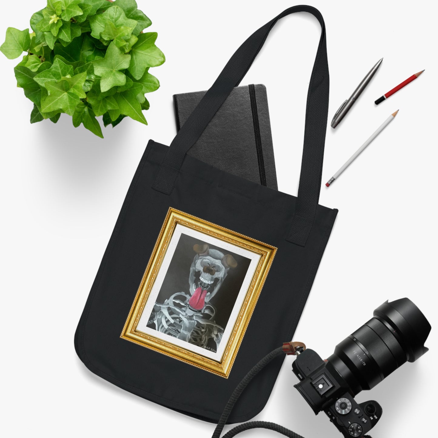 Skeleton Taking A Snapchat Selfie | Organic Canvas Tote Bag