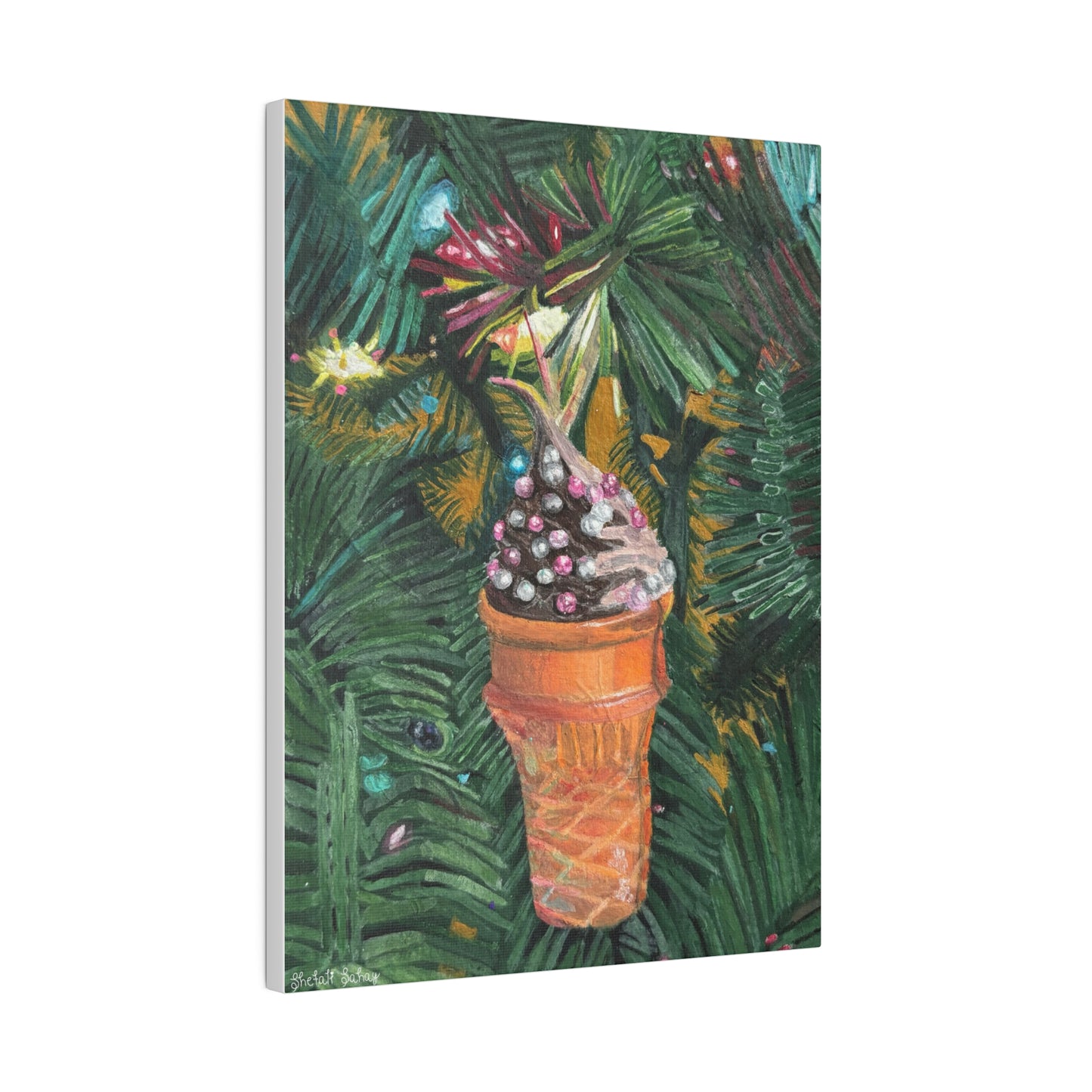 A Lifelike Ice Cream Ornament | Matte Canvas, Stretched, 0.75"