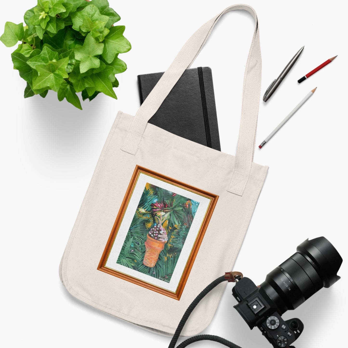 A Lifelike Ice Cream Ornament | Organic Canvas Tote Bag