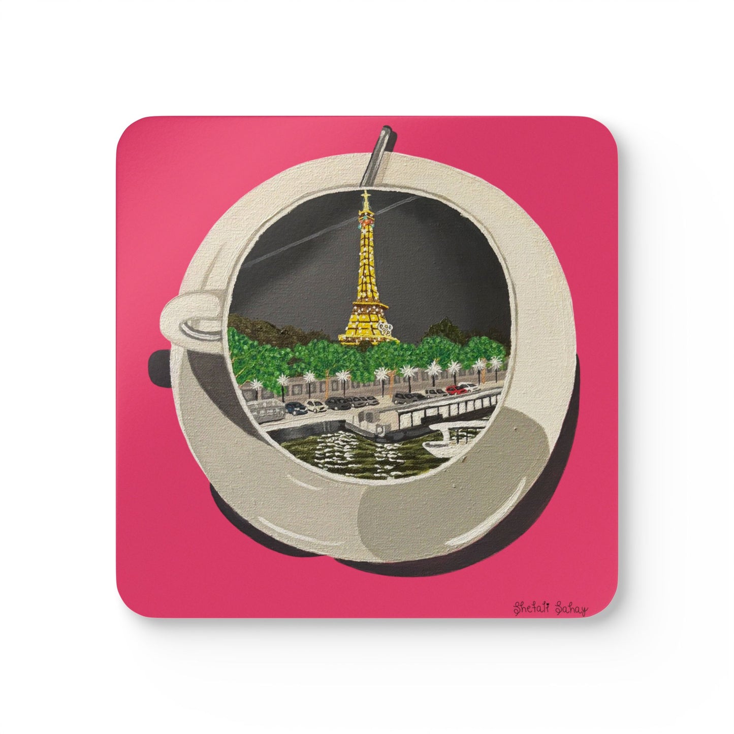 A Cup Of A Sparkling Night At Paris | Corkwood Coaster Set