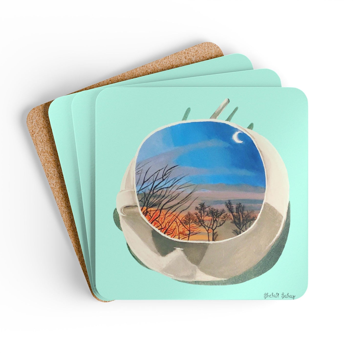 A Cup Of Sunrise | Corkwood Coaster Set