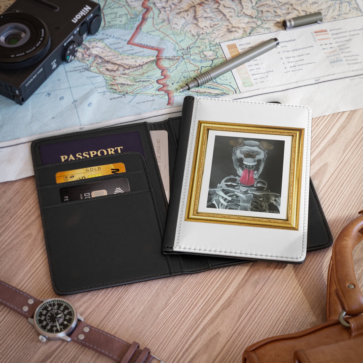 Skeleton Taking A Snapchat Selfie | Passport Cover