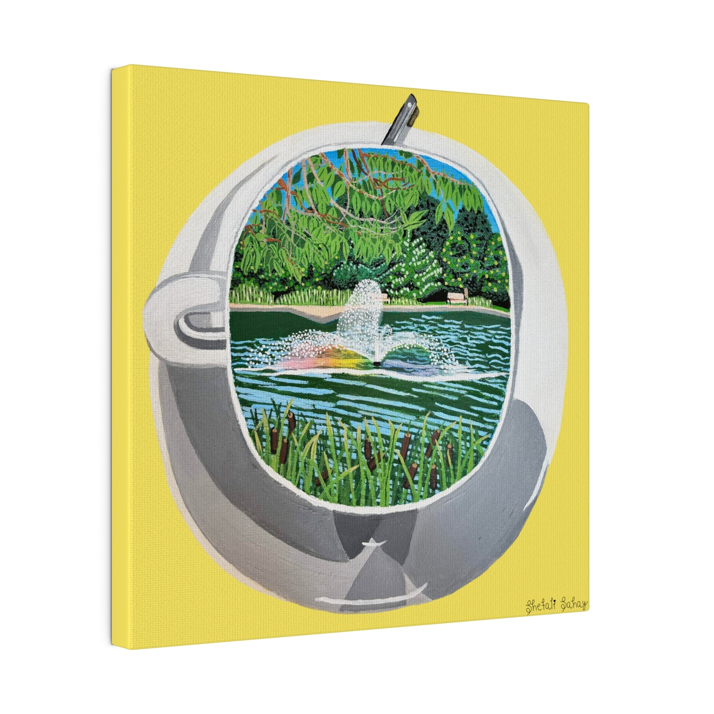 A Cup Of Watchung Lake | Matte Canvas, Stretched, 0.75"