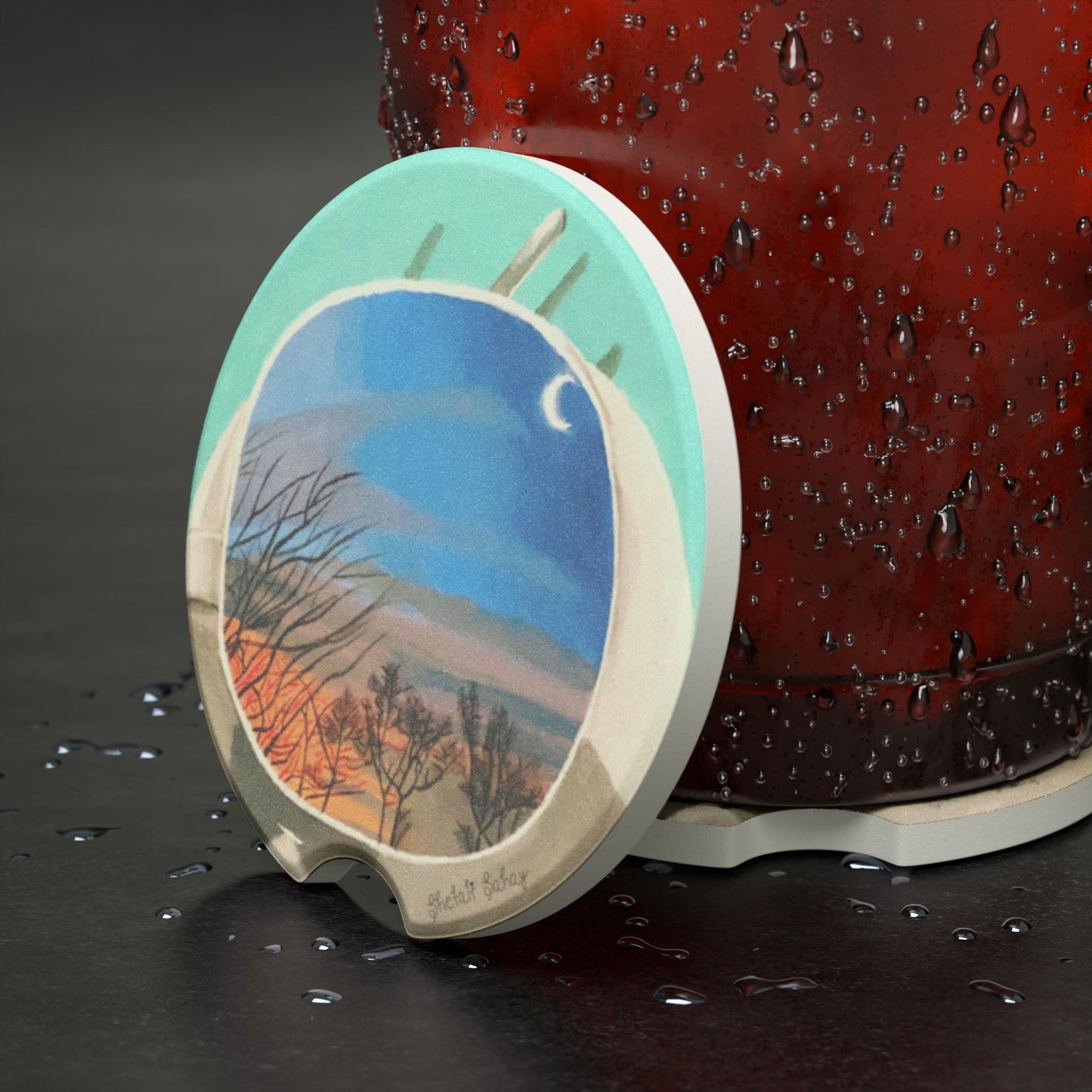 A Cup Of Sunrise | Soapstone Car Coaster