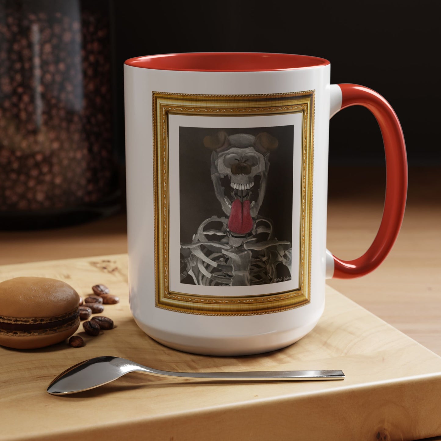 Skeleton Taking A Snapchat Selfie | Accent Coffee Mug (11, 15oz)