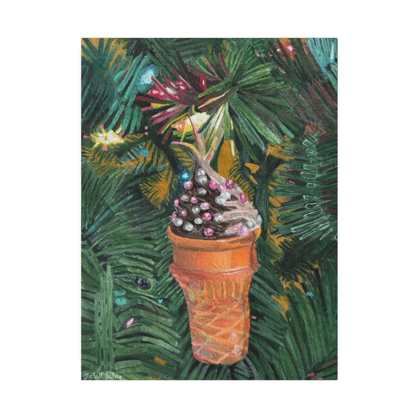 A Lifelike Ice Cream Ornament | Matte Canvas, Stretched, 0.75"