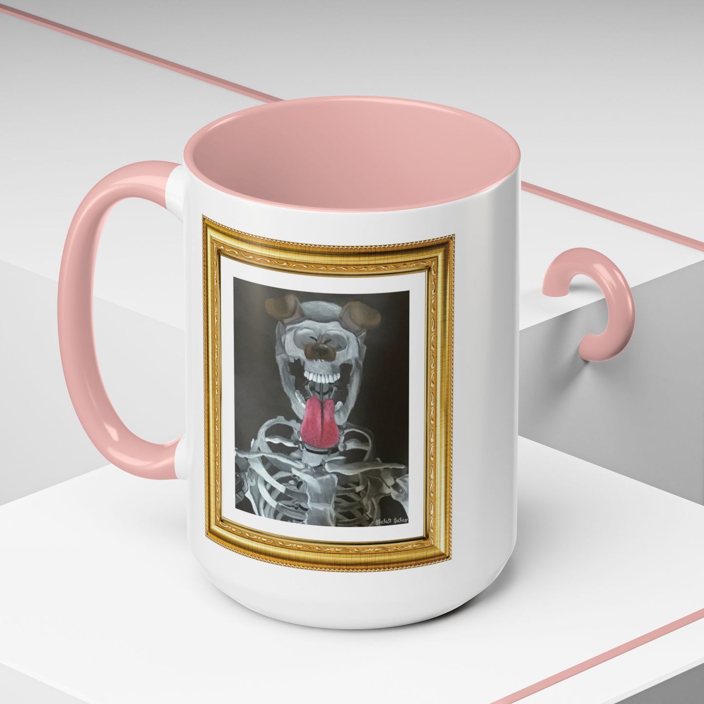 Skeleton Taking A Snapchat Selfie | Accent Coffee Mug (11, 15oz)