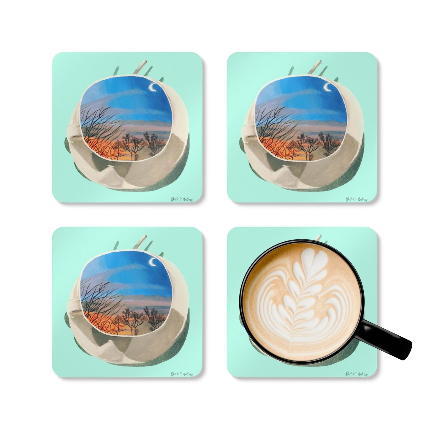 A Cup Of Sunrise | Corkwood Coaster Set