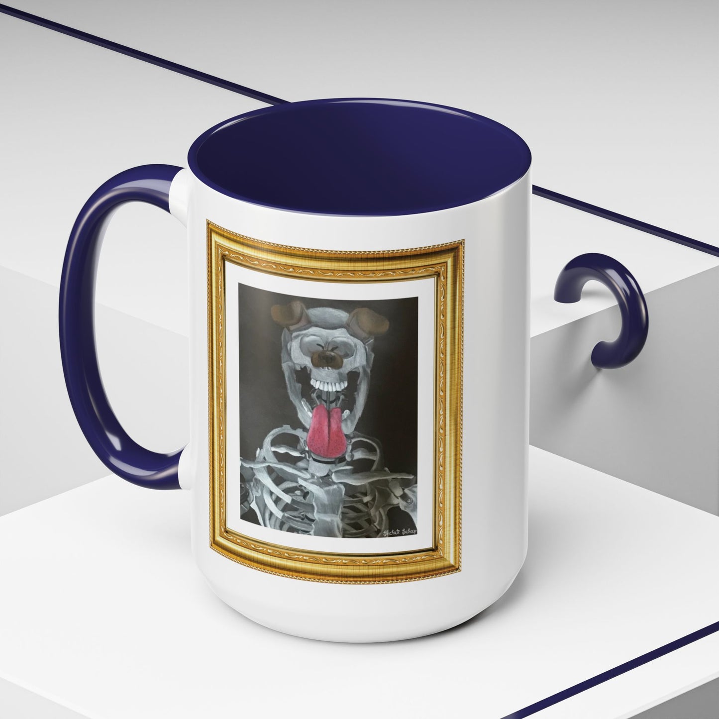 Skeleton Taking A Snapchat Selfie | Accent Coffee Mug (11, 15oz)