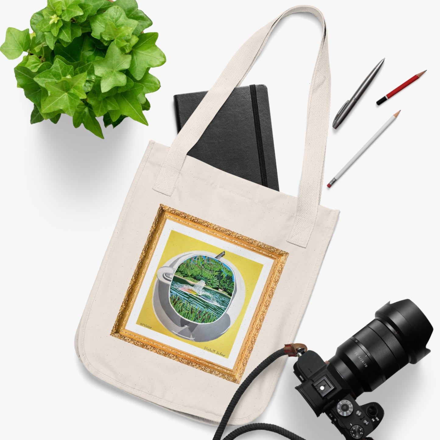 A Cup Of Watchung Lake | Organic Canvas Tote Bag