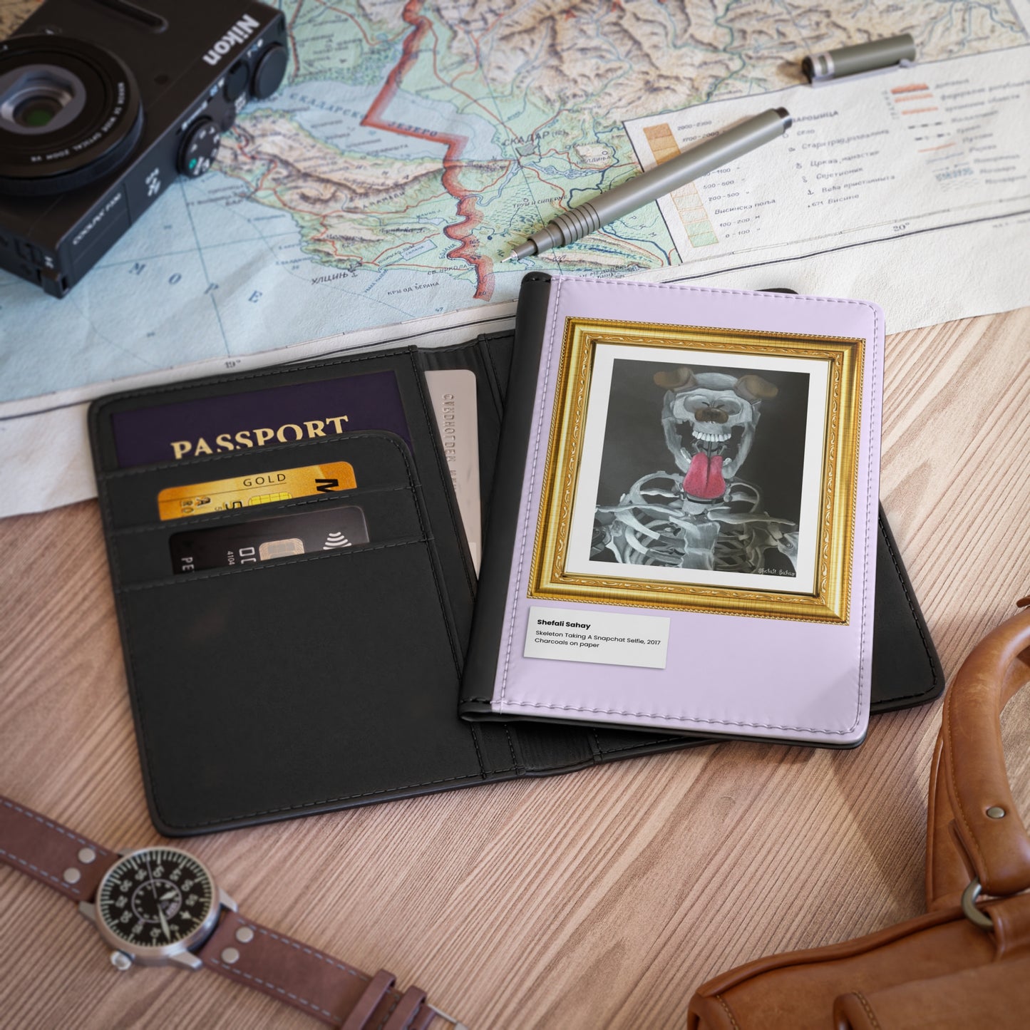 Skeleton Taking A Snapchat Selfie | Passport Cover