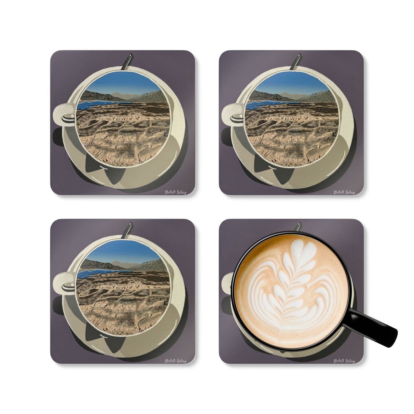 A Cup Of Creamy Mushroom | Corkwood Coaster Set