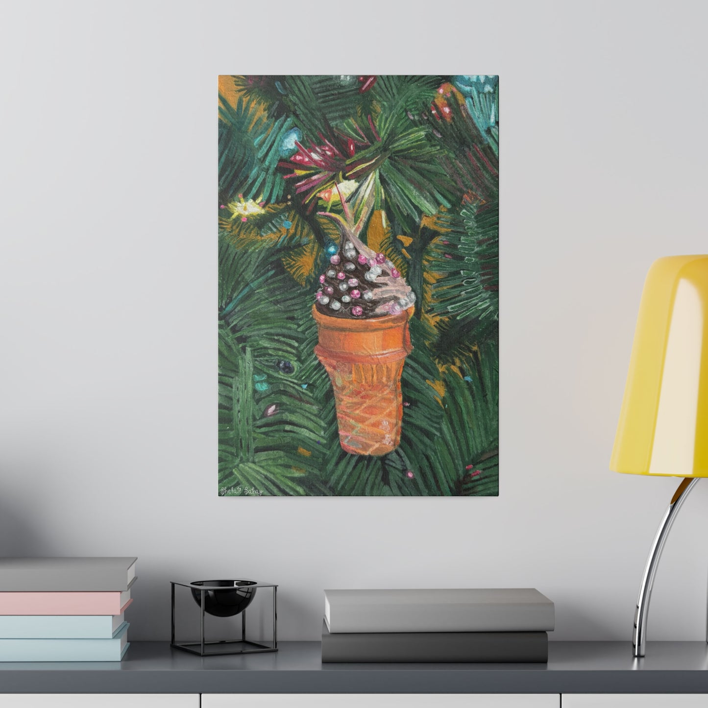 A Lifelike Ice Cream Ornament | Matte Canvas, Stretched, 0.75"