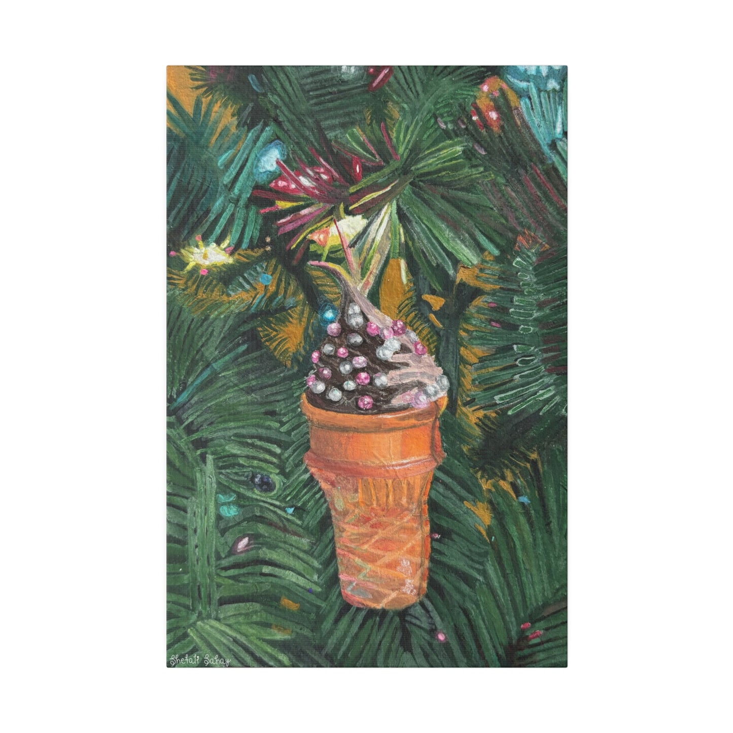 A Lifelike Ice Cream Ornament | Matte Canvas, Stretched, 0.75"